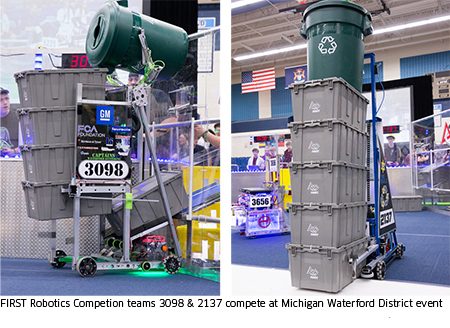 FIRST Robotics Competion teams 3098 & 2137 compete at Michigan Waterford District event