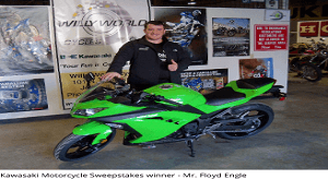 The Kawasaki Motorcycle Sweepstakes Winner Brings Home His Prize