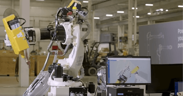 Kawasaki spot welding robots using Realtime Robotics' RapidPlan software