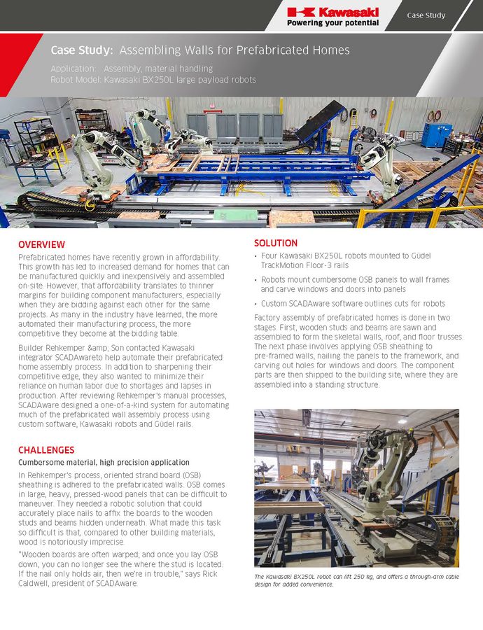 CASO DE ESTUDIO Robots para medias cargas eje hueco Kawasaki para casas prefabricadas_