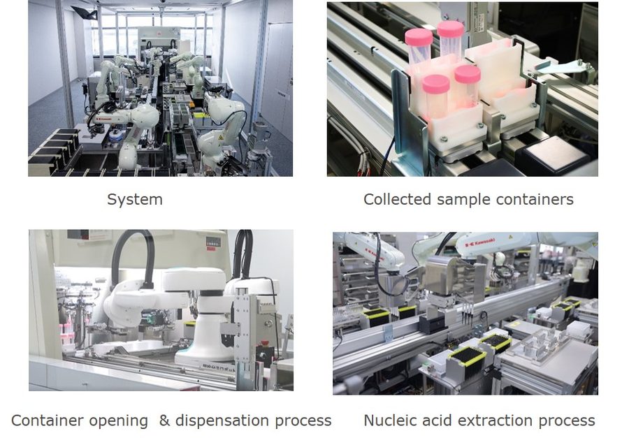 System / Collected sample contaliners / Container opening & dispensation process / Nucleic acid extraction process